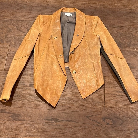 Helmut Lang Tan Women’s Leather Jacket Size Small - Picture 1 of 6